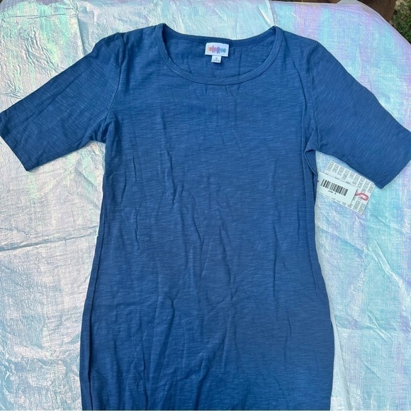 NWT LulaRoe Pencil Skirt Dress Julia Navy Blue Small Soft High Scoop Knee Length - Picture 7 of 9